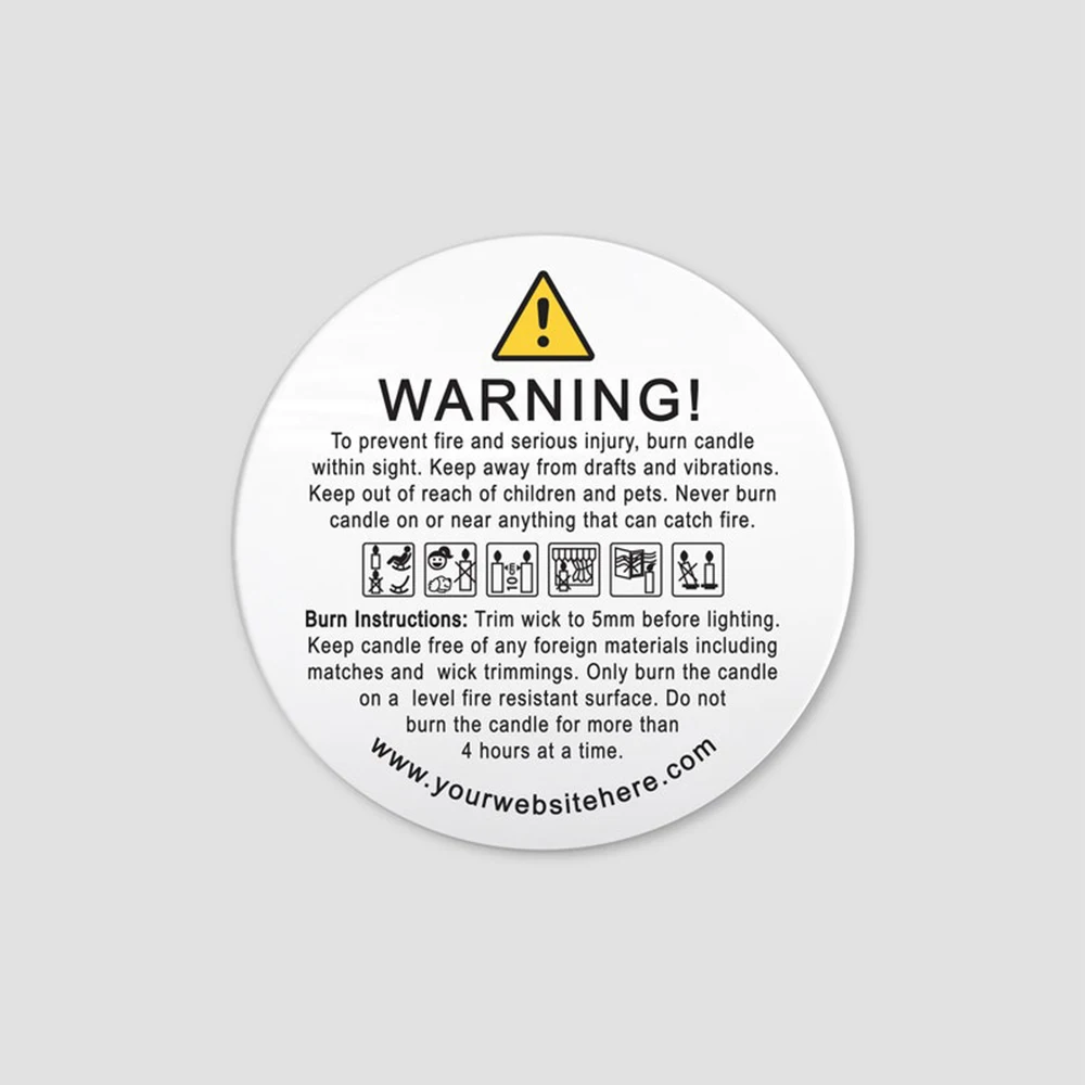 24pcs -40mm Custom Candle Warning Safety Labels Stickers Candle Making Safety Label Business Candle Warning Label