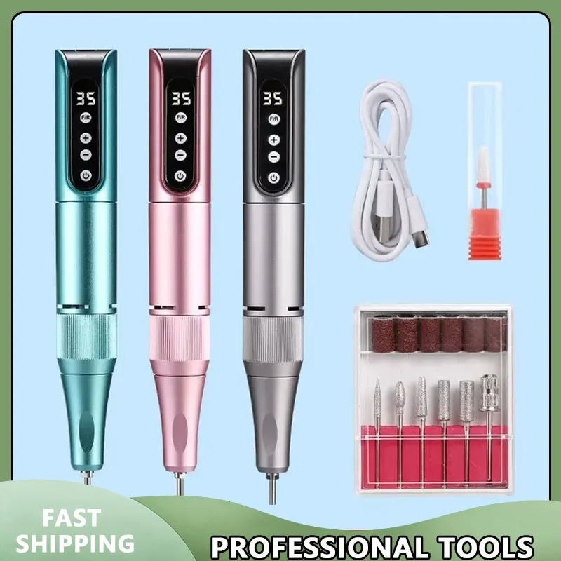 

USB Rechargeable Wireless Nail Drill Pen 35000RPM Portable Manicure Tool for Nail File And Polish Salon Use