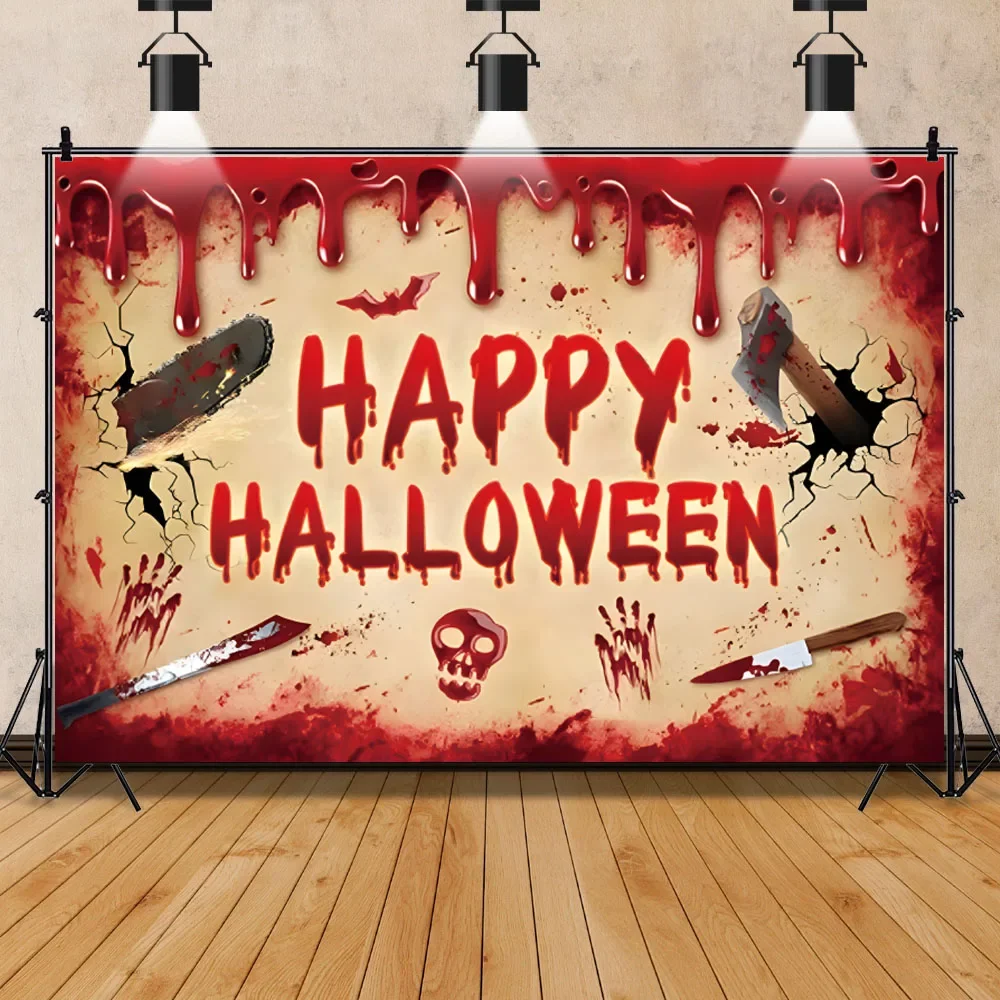 Horror Halloween Scary Blood Splatter Backdrop Red Blood Dripping Ghost Shadow Zombie Vampire Photography Background Studio