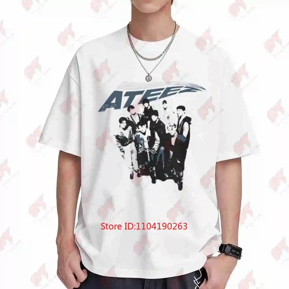 Retro Ateez 2025 World Tour In Fantasy Golden Hour Part 2 Short Sleeve Tee 100% Cotton T-Shirt