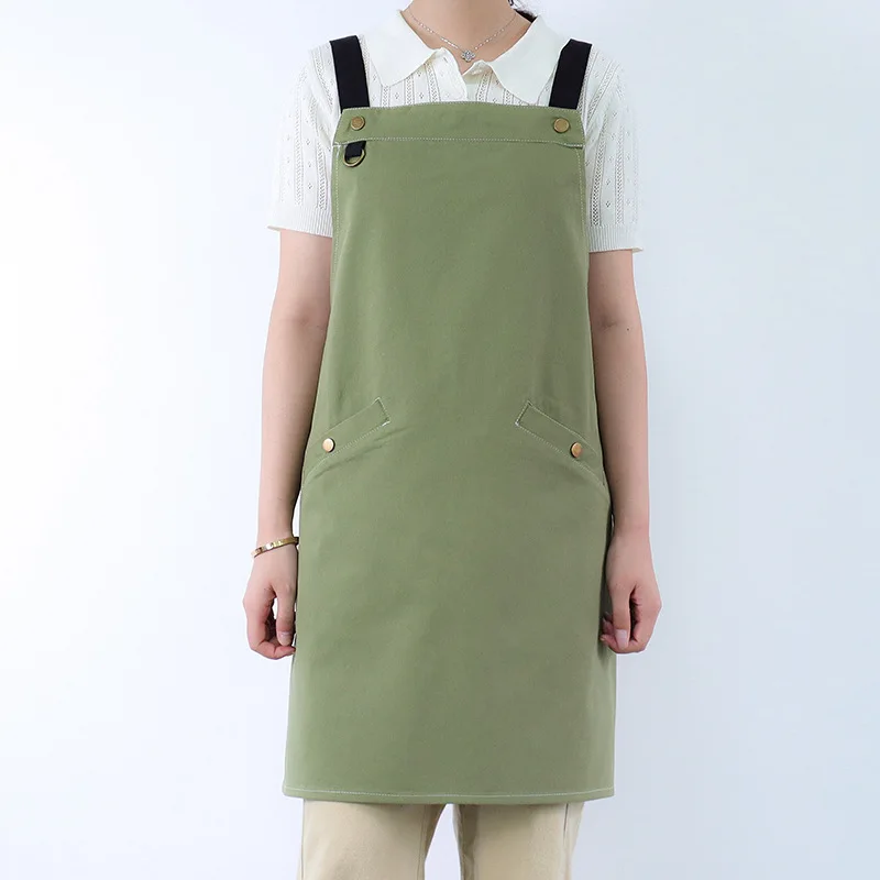 Cotton apron catering barbecue waiter kitchen home use apron milk tea shop coffee bar work clothes Women 1