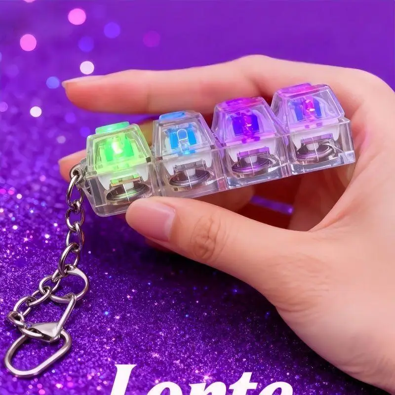 Rgb Lighting Creative Decompression Keychain Stress Relief Artifact Keyboard Switch Tester Illuminated Transparent Keycaps