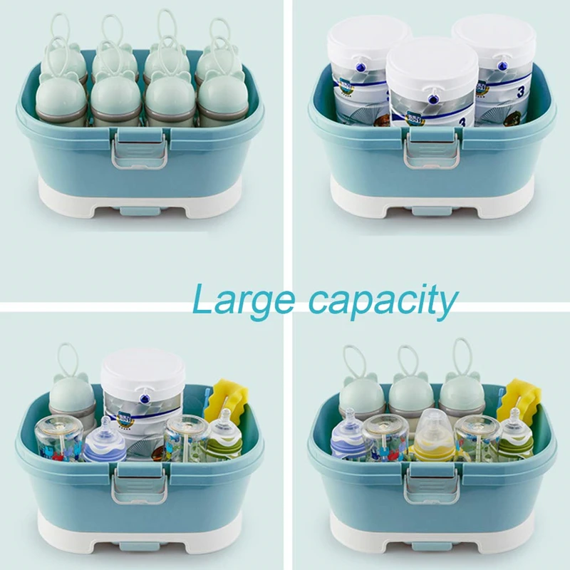 Portable Baby Milk Bottle Drying Rack Storage Case Nursing Bottle Organizer Box for Outdoor Travel Kitchen Tableware Organizer