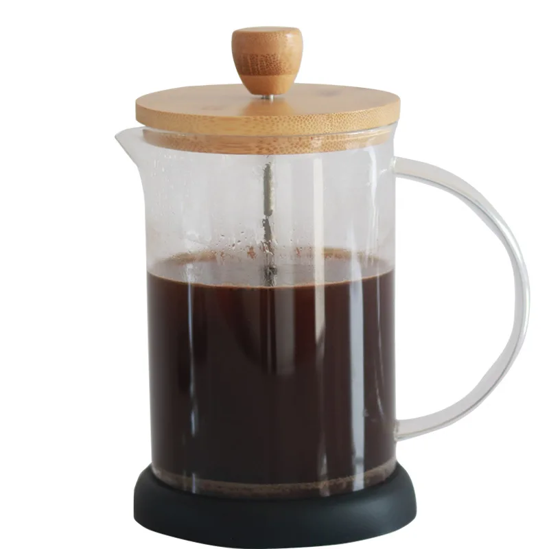 

Bamboo Covered Glass Coffee Pot Domestic French Filter Press Heat-resistant High Borosilicate American Content