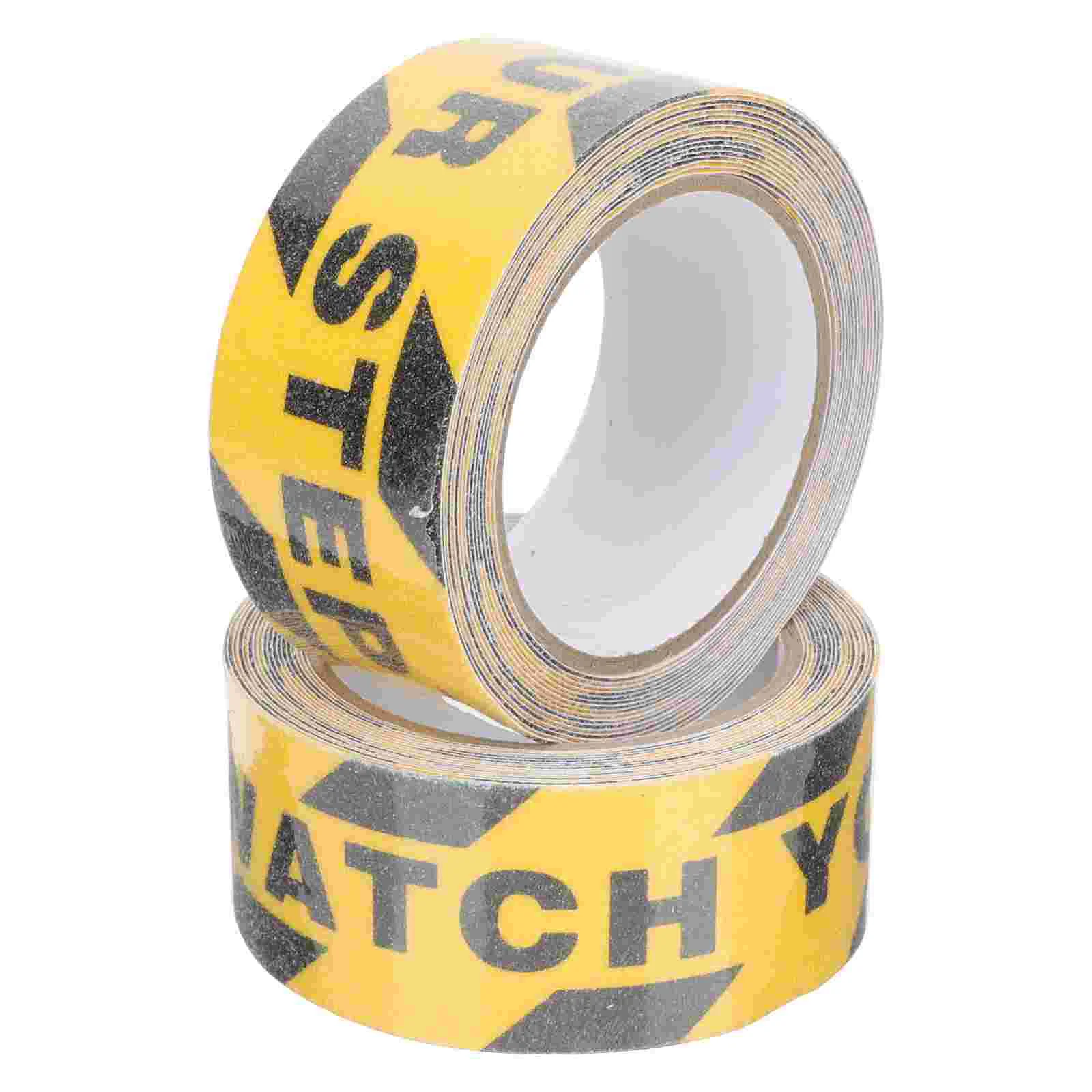 2 Rolls Stairs Anti-Slip Tape Sticker Adhesive Warning Corners Mind The Step Sign Nail Stickers Watch Your Floor