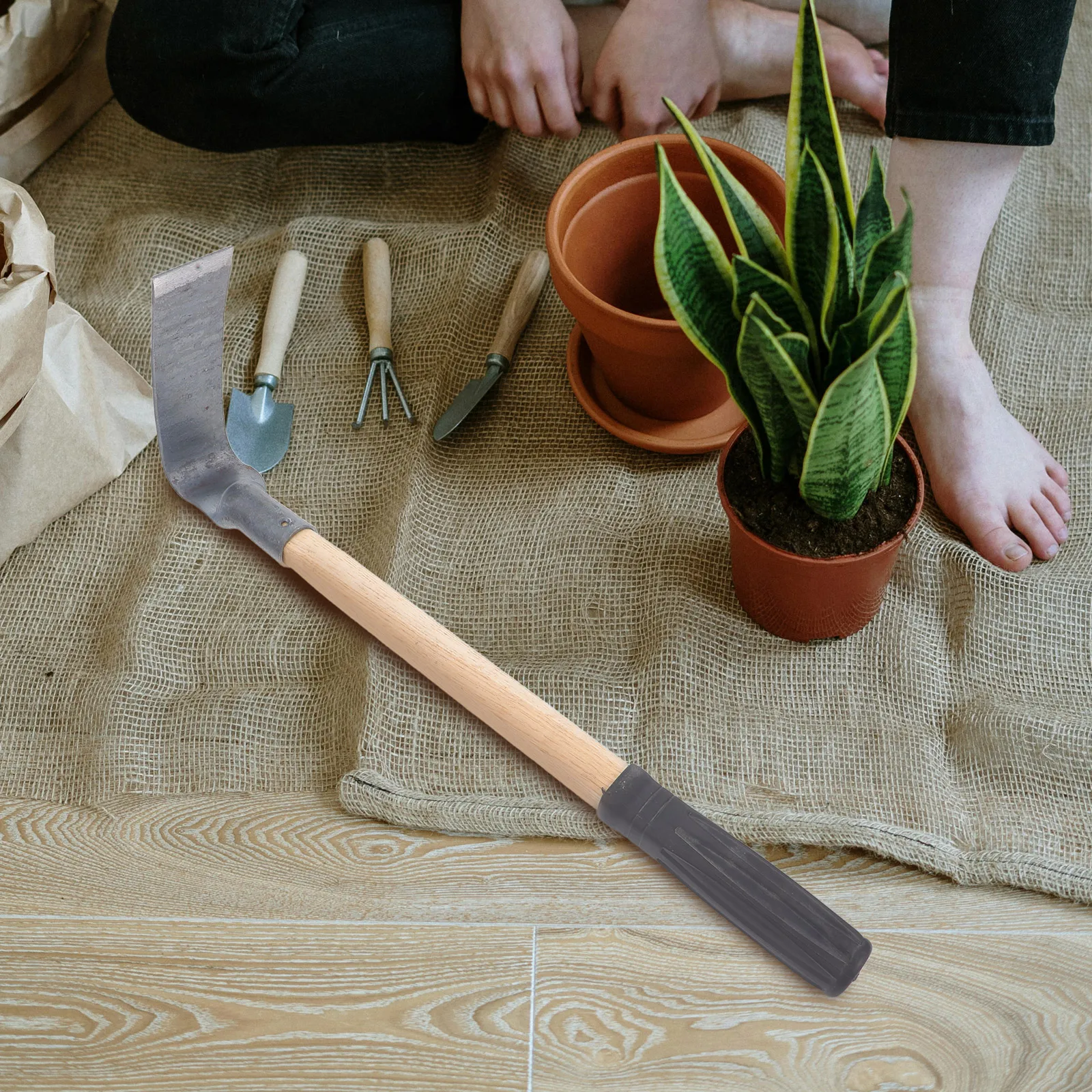 

Wooden Handle Hoe Garden Tool Rust Resistant Thicken Steel Lightweight Practical Weeding Accessories Digging Planting Ergonomic
