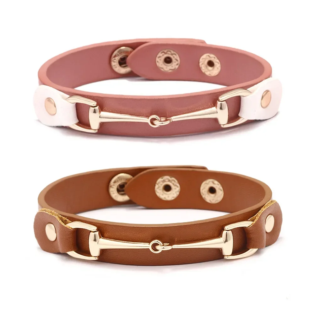 Kirykle High Quality PU leather Bracelet for women Candy Color Double Layer Punk Style Charms Leather Bangle Christmas Gift