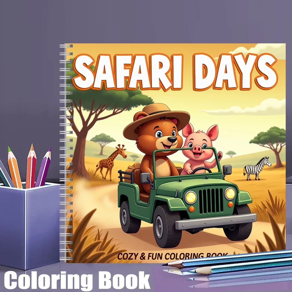 Safari Day Coloring Book for Adult Colouring Book, Birthday Day Gift, Back to School Supplies, Adults Cute Drawing Book