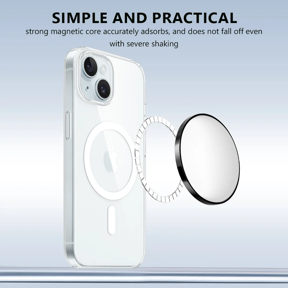 MagSafe Aluminum Alloy Selfie Mirror with Magnetic Absorption for iPhone 16, Photography Auxiliary Tool, Convex Mirror