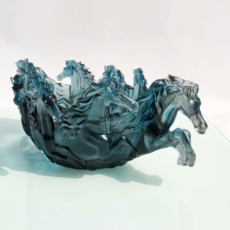 Office Modern Design Desktop High-end Handmade Kiln Cast Glass Home Decorative Art Glass Pegasus Bowl Sugar Chocolate