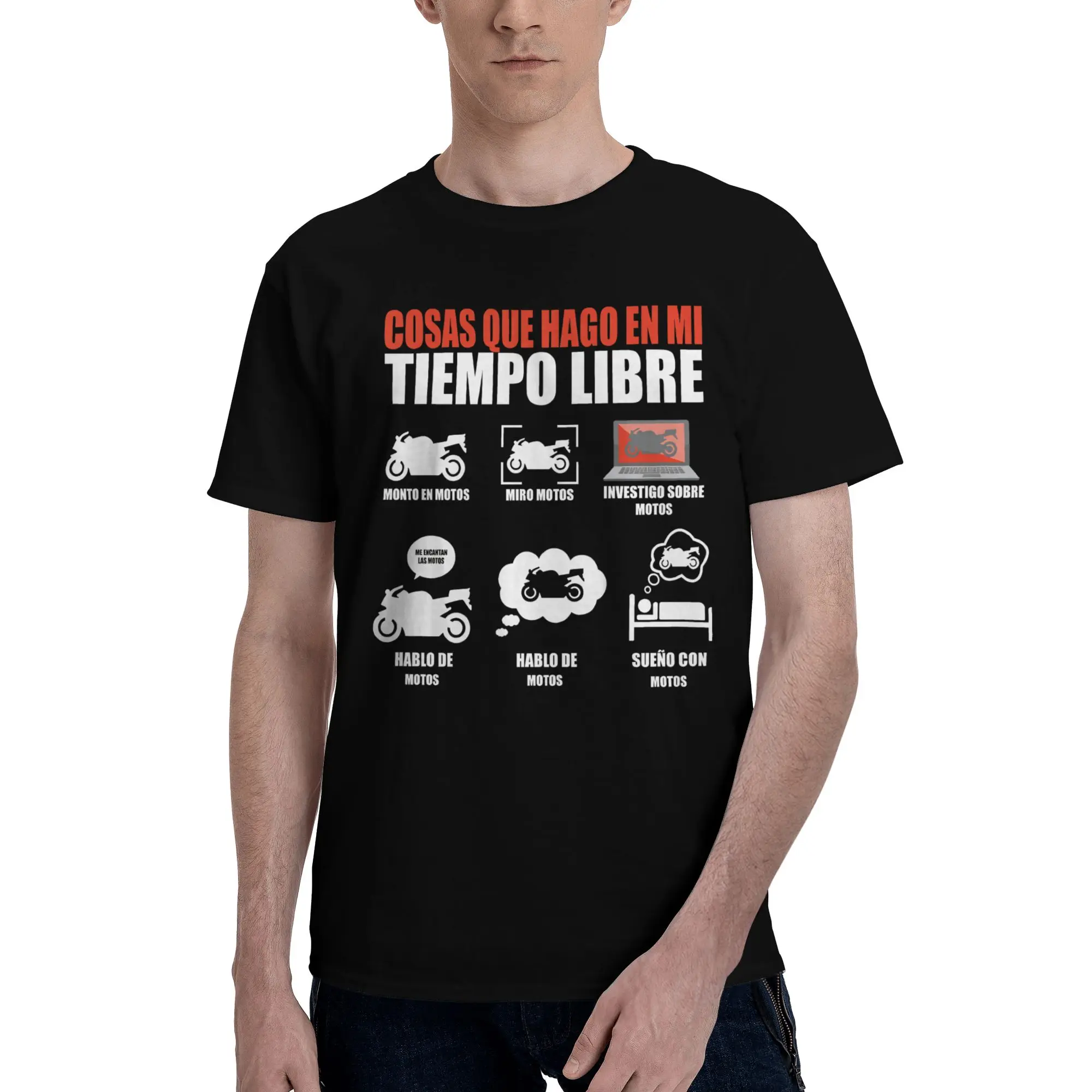 Mens Womens Cosas Que Hago En Mi Tiempo Liber Moto Shirt 100% Cotton New Arrival Shirts Things I Do in My Free Time Clothing