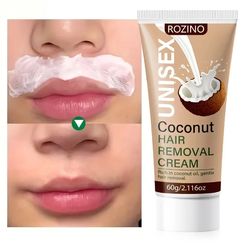 60g Coconut Hair Removal Cream | Refreshing and Gentle, Non-irritating, Fast Hair Removal in 5 Minutes, Painless, Clean and Thorough with No Residue, Suitable for Face, Lips, Underarms, Legs, Arms