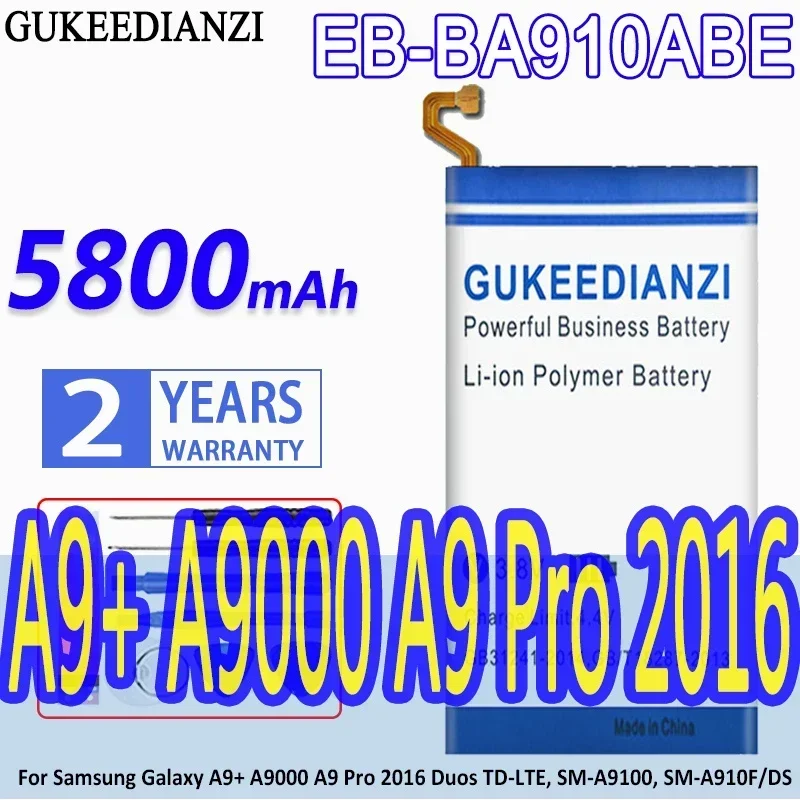 GUKEEDIANZI Battery EB-BA910ABE 5800mAh For Samsung Galaxy A9+ A9000 A9 Pro A9Por2016 Duos TD-LTE, SM-A9100, SM-A91, SM-A910F/DS