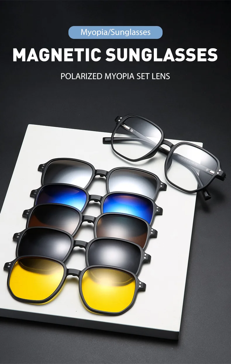 VCKA 6 In 1 Polarisierte Lesen Sonnenbrillen Männer Frauen Magnetische Clip Auf Gläser TR90 Optische Rezept Brillen Rahmen + 1.0 ~ + 6,0 – Detail 1