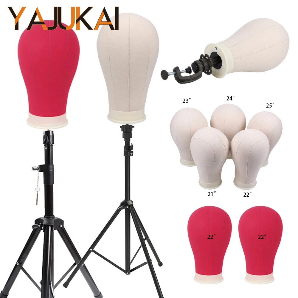 

Yajukai Mannequin Head Wig Stand Canvas Block Wig Making Head Adjustable Wig Stand Tripod For Hairstyling Wigs Making Display