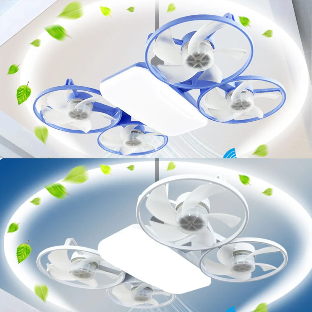 

2 In 1 Silent Ceiling Fan Light Brushless Motor Electric Cordless Fan Drone Shaped Fan Light for Dining Room Bedroom Living Room