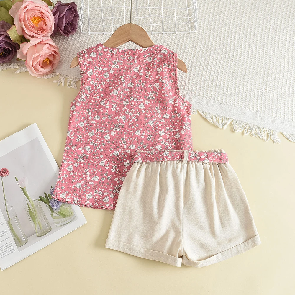 Melario Kleinkind Kinder Baby Mädchen Floral Blau Bluse T-shirt Hosen Sommer 2PCS Anzug Infant Mädchen Kleidung 2-6 jahre Neue Mädchen Outfits – Detail 3