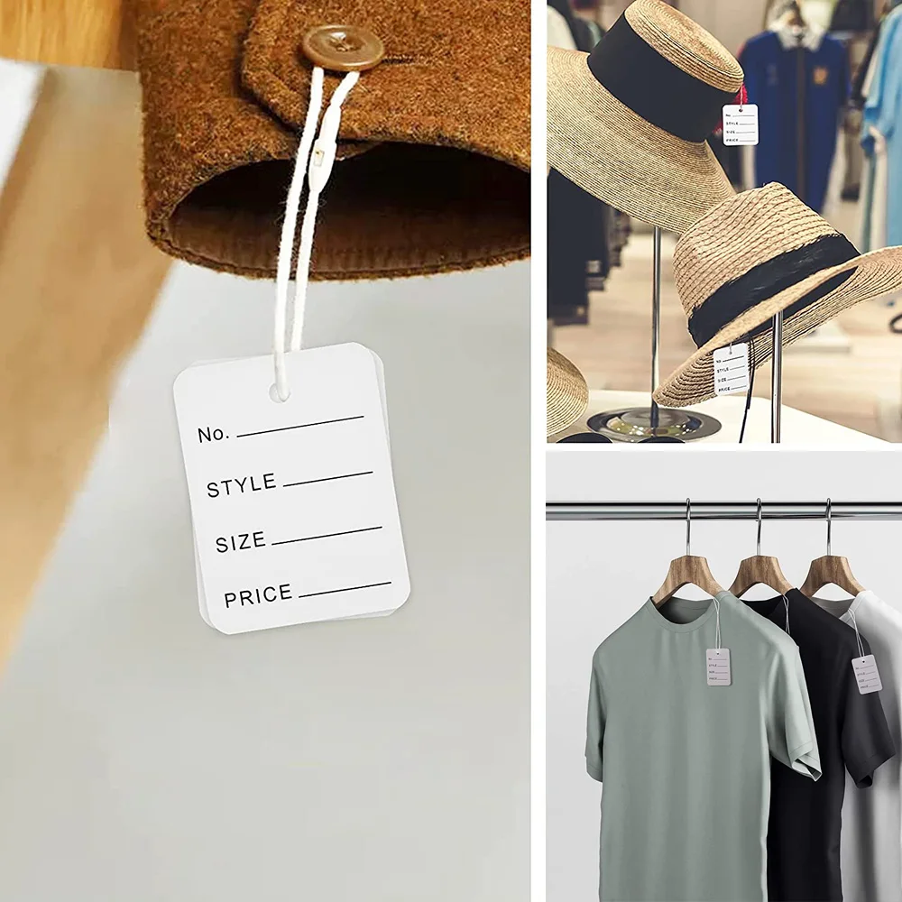 500/1000PCS Useful Snap Lock Retail Fittings Price Tags Clothing Label Hang Tag String Hangtags view 3