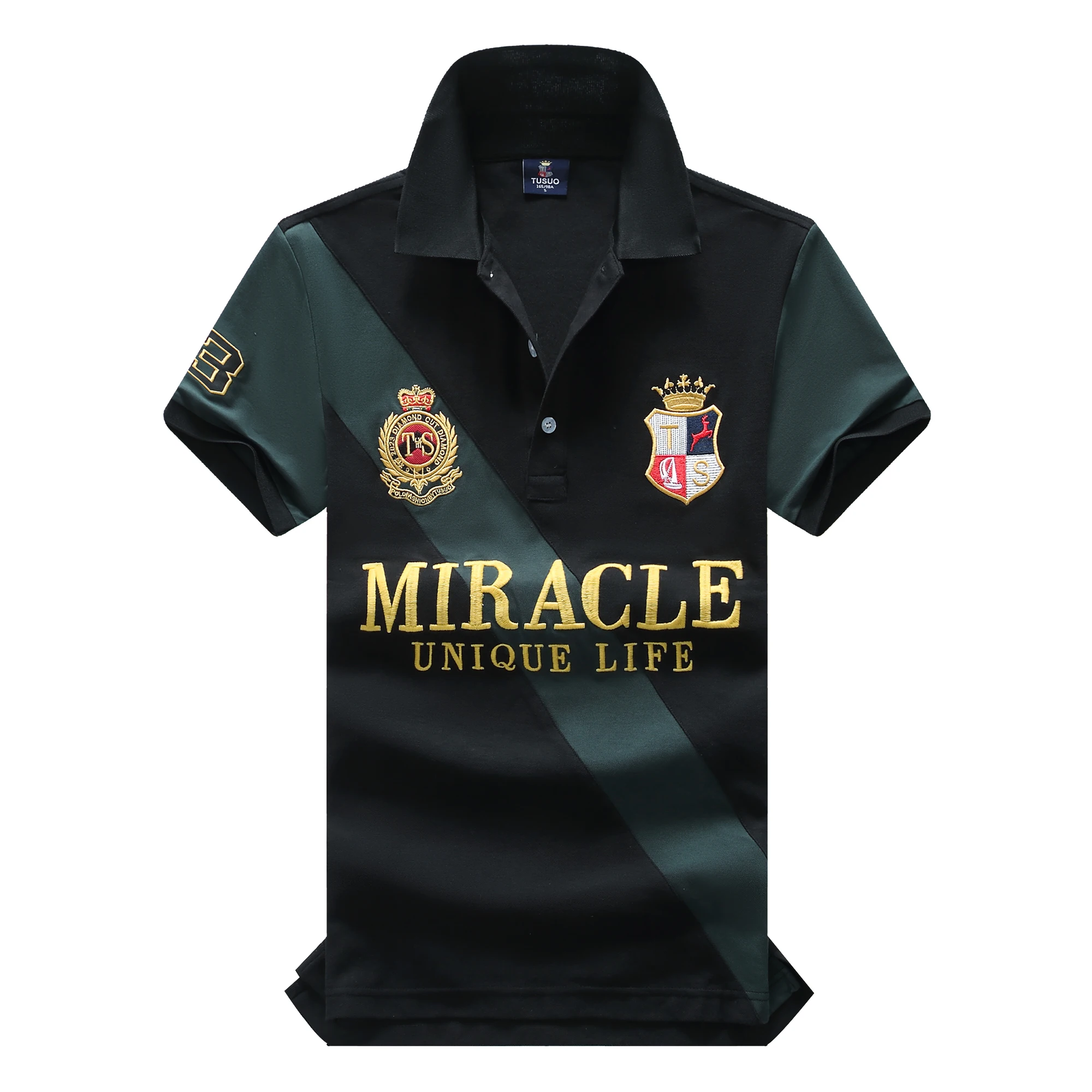 Men\'s polo shirt MIRACLE embroidery stitching color contrast classic fashion original design polo collar pure cotton breathable