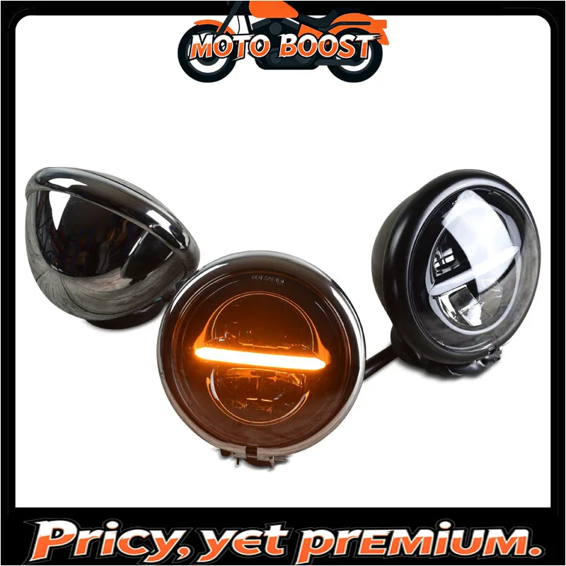【Premium quality】883 Retro Motorcycle Modified LED Highlights 5.75 Inch Headlights Line Type Driving Light Flashing
