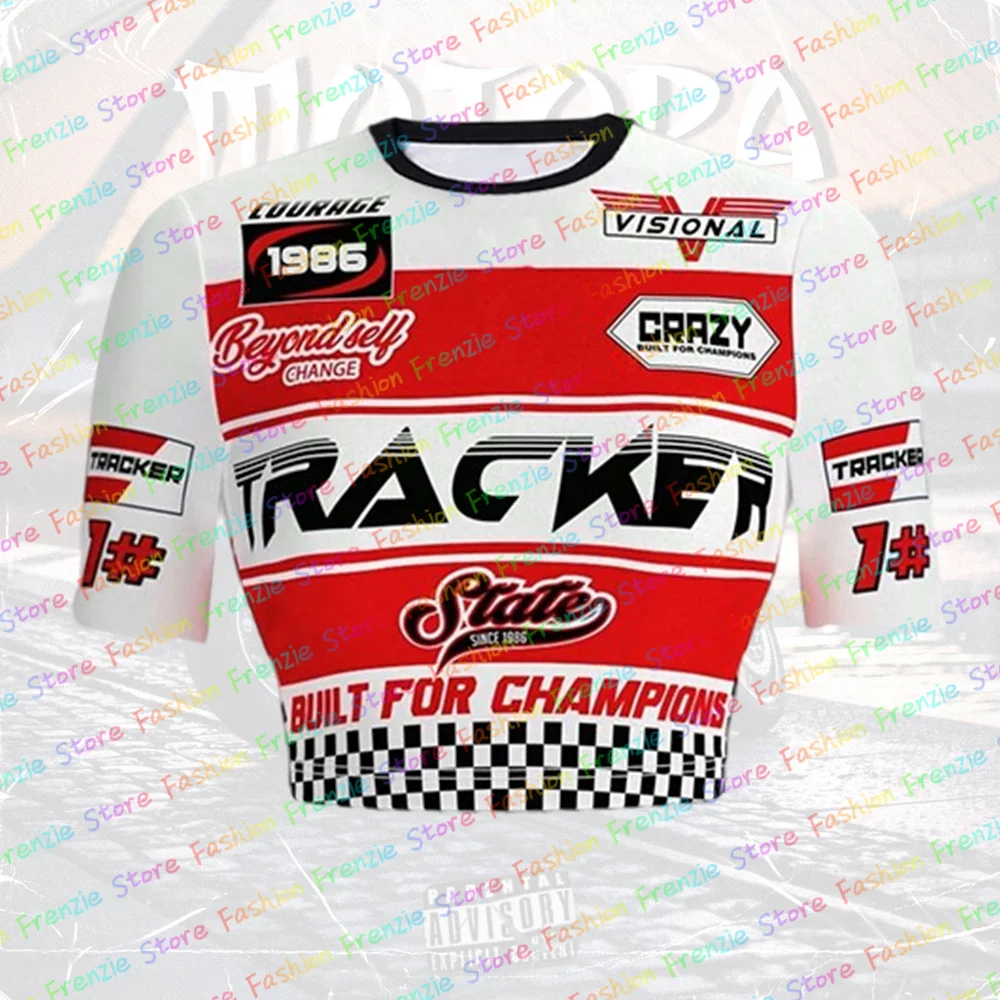 

Women's Racing Crop Top Motorcycle Spicy Girl Outfit Champion Commemorative Edition Tees Outdoor Motor Extreme Sports Crop Top