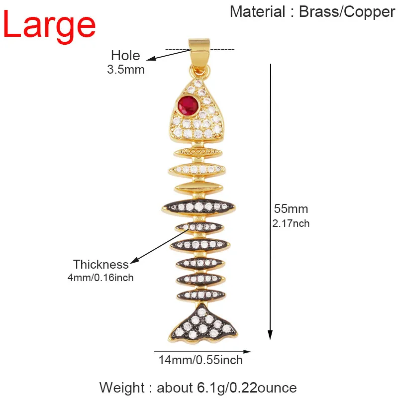 Ocean Fishbone Conch Colorful Cubic Zirconia Charms Pendant,DIY Jewelry Finding Making Necklace Bracelet Accessories Supply R41