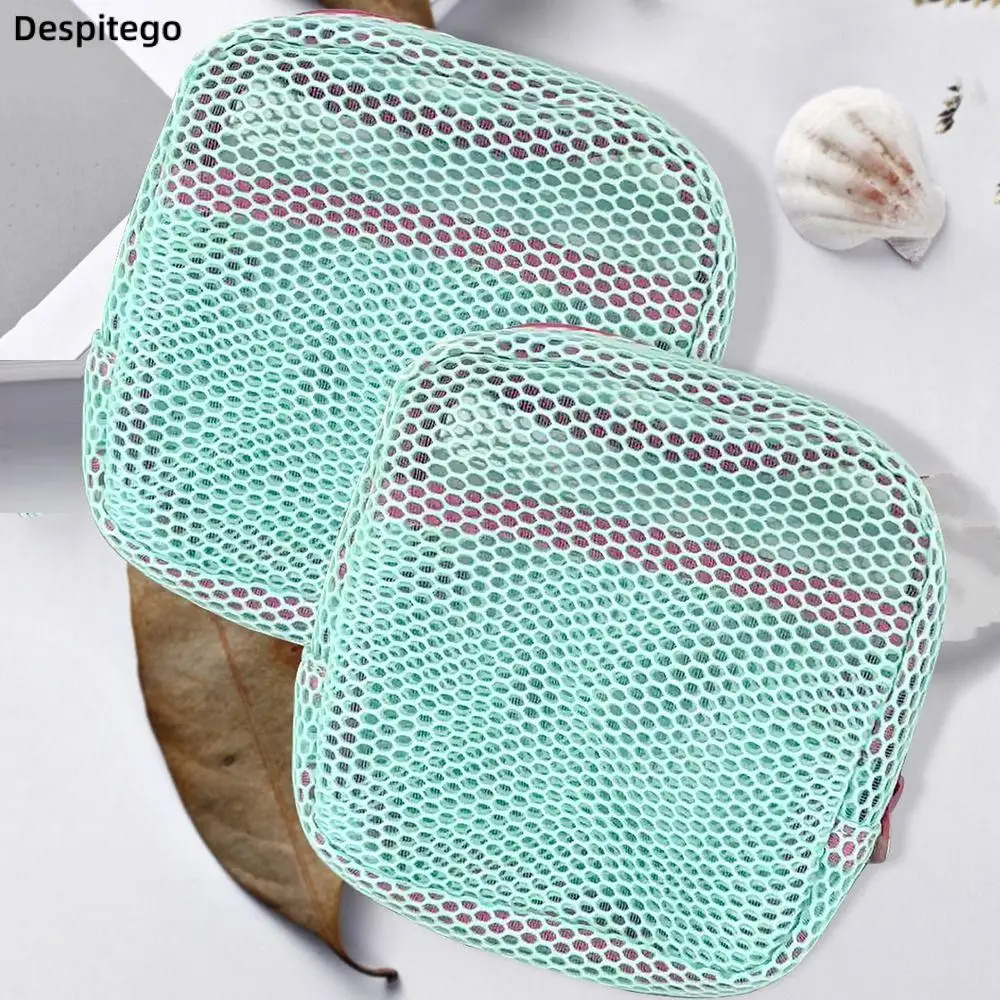 

Durable Lightweight Mesh Zipper Bags Portable Visibility Travel Toiletry Pockets Space Saving Rotary Hook Mini Makeup Pouch Home