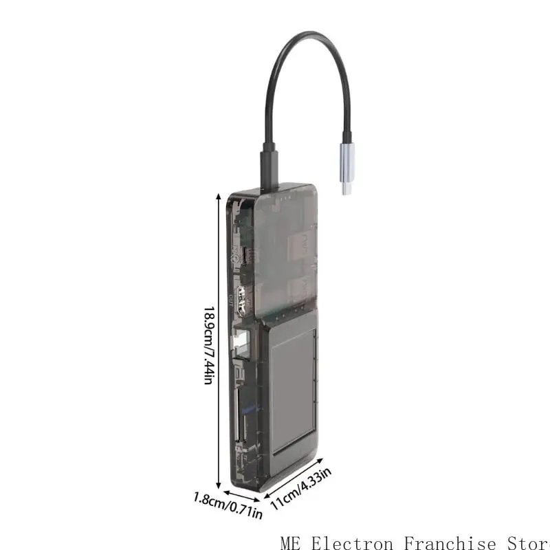 T5EA 8 Port USB C Hubs مع شاشة LCD 100W شحن 512 جيجابايت دعم بطاقة الذاكرة