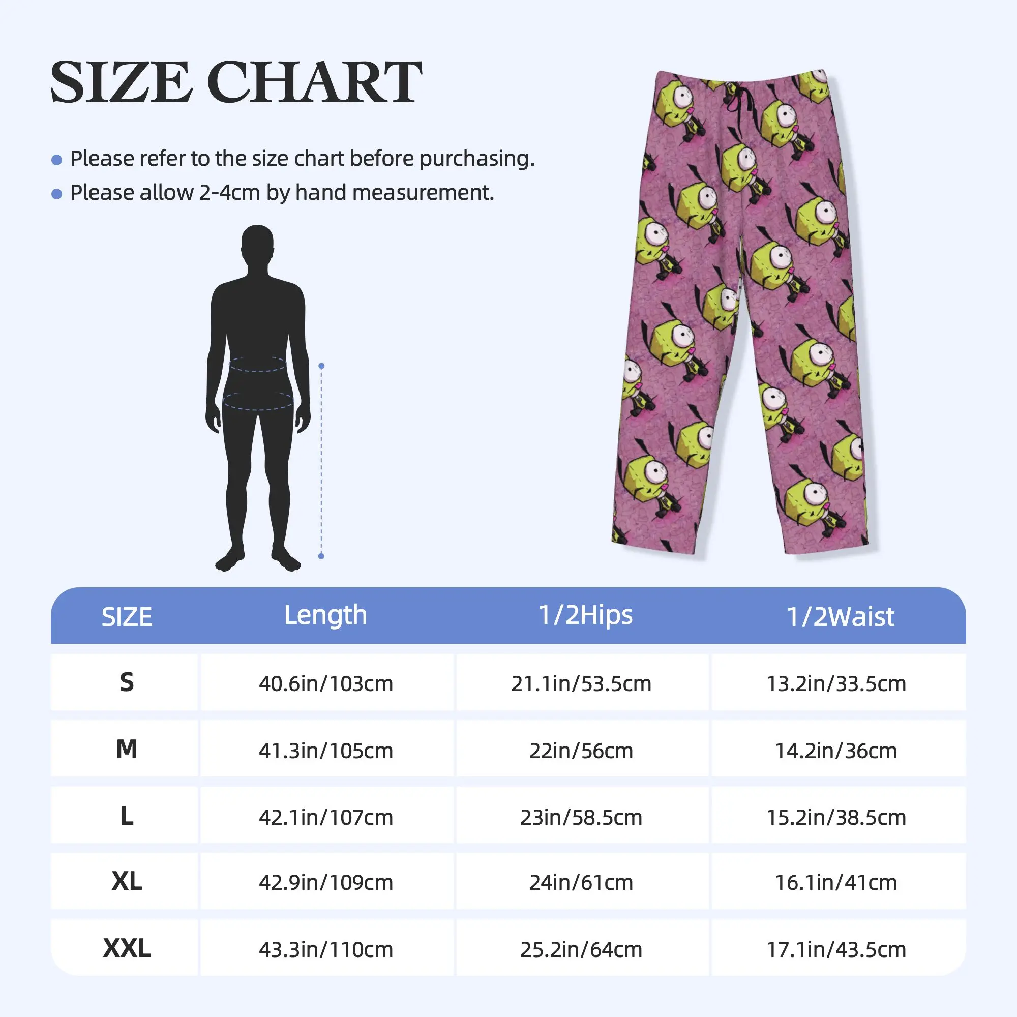 Custom I-Invader Z-Zim Cartoon Pajama Pants Sleepwear Men Elastic Waistband  Sleep Lounge Bottoms with Pockets - view 5