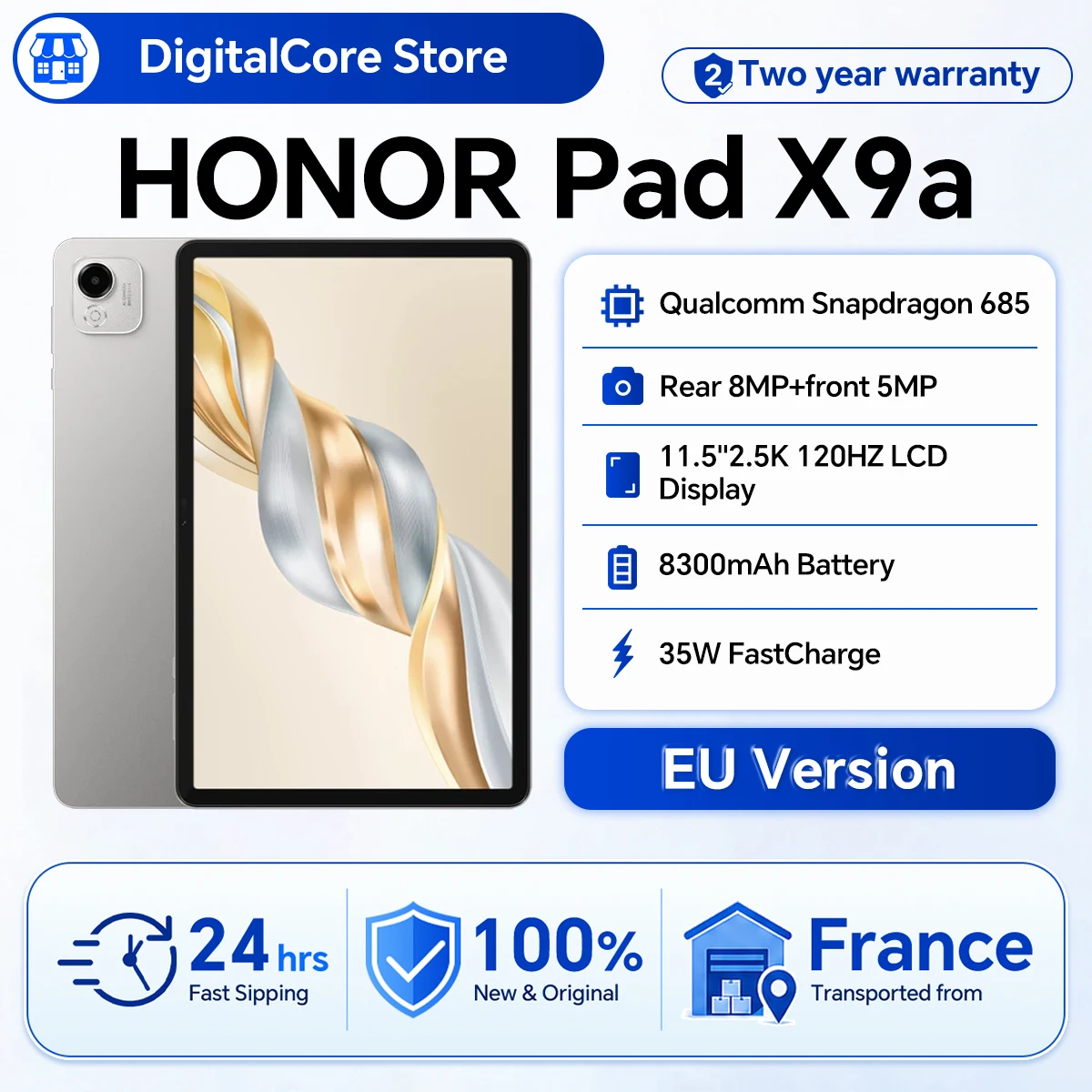 HONOR Pad X9a 11,5-Zoll LCD-Display 120Hz Bildwiederholrate 1,07B Farben 400 nit Helligkeit, Snapdragon 685 WIFI Octa-Core, 8300mAh
