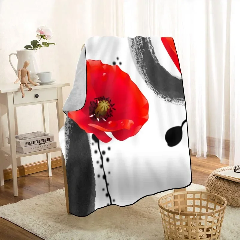 Nuovo arrivo Poppies coperte di fiori stampa coperta morbida coperta da casa/divano/biancheria da letto coperta da viaggio portatile per adulti