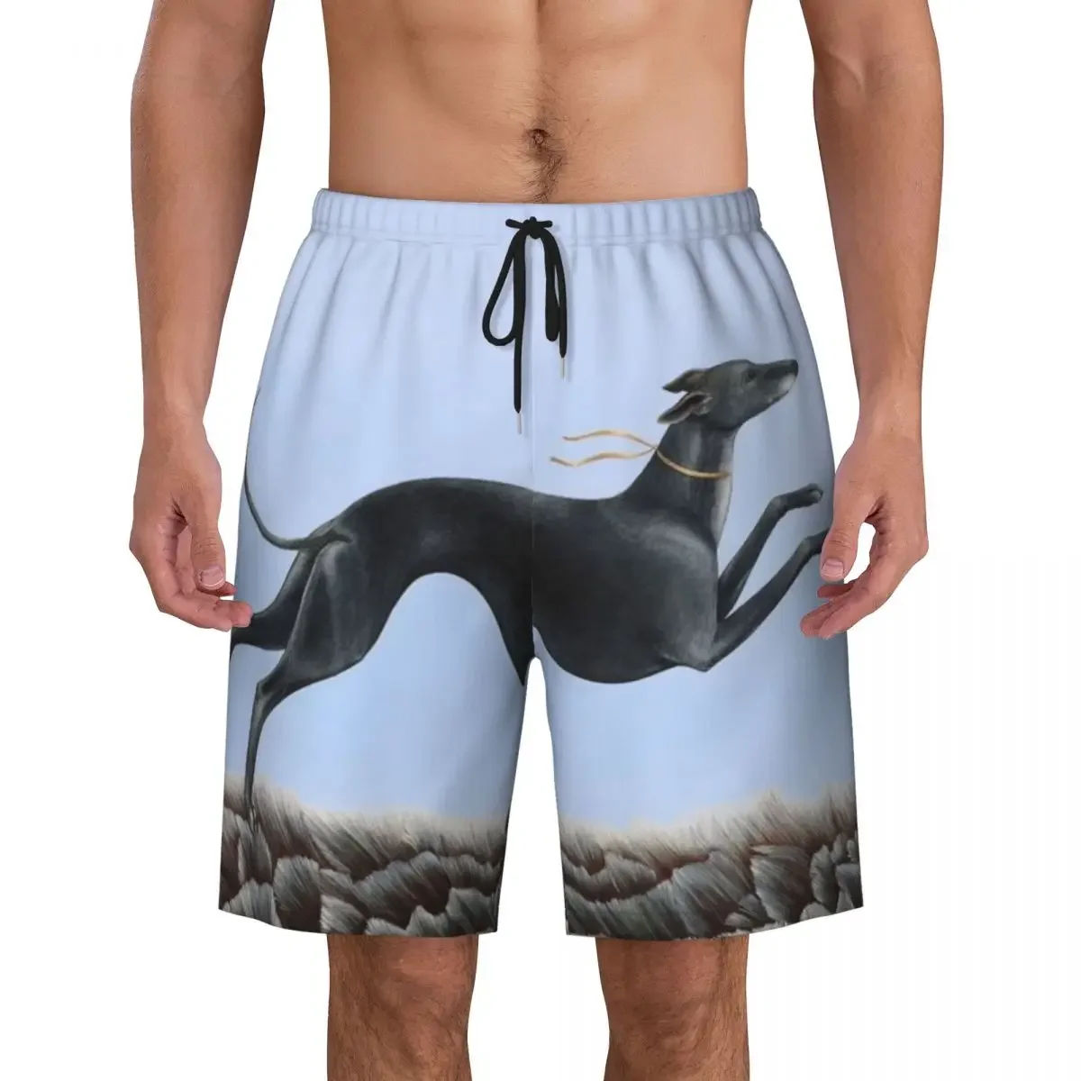 Greyhound Jumping Men Swim Trunks Swimwear Quick Dry Beach Board Shorts Whippet Sihthound Dog Swimming Boardshorts