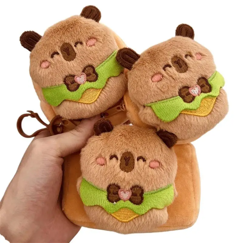 ของขวัญสําหรับเด็ก: กระเป๋าใส่เหรียญการ์ตูน Capybara ผ้าพลัฌและที่เก็บหูฟัง; อุปกรณ์เสริมกระเป๋าพวงกุญแจมีสไตล์