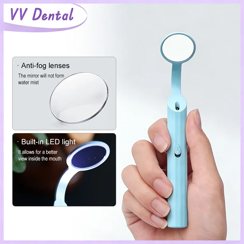 

VV Dental 1pc Mouth Mirror Anti Fog Dental Mirror With LED Light Tooth Care Hygiene Clean Instrument can Reusable