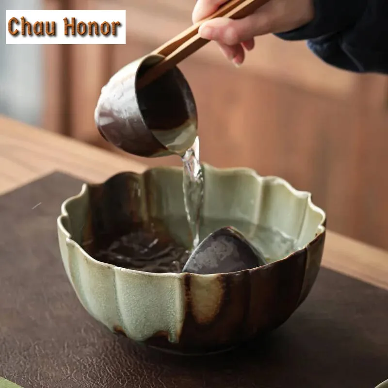 

1300 мл керамическая чаша для мытья чая ручной работы с деревянным горением, ретро ведро для грубой керамики с остатками чая, аксессуары для чайного набора Jianshui