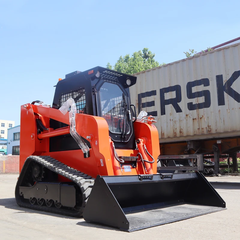 

Skid Steer Loader With Rubber Tracks Electric Drive 4 In 1 Combo Bucket Fork For Eco-Friendly Gardening And Snow Removal