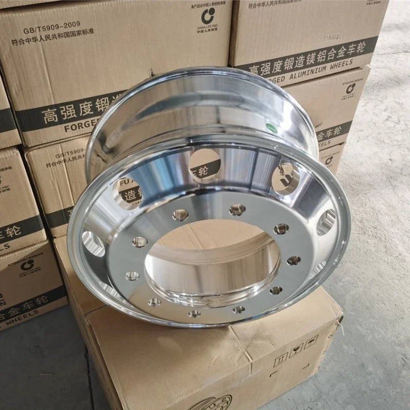 Forged Aluminum Alloy Wheel Hub for Large Truck Bus Trailer, 12R315 / 295 Vacuum Tire Aluminum Rim Lightweight Modification