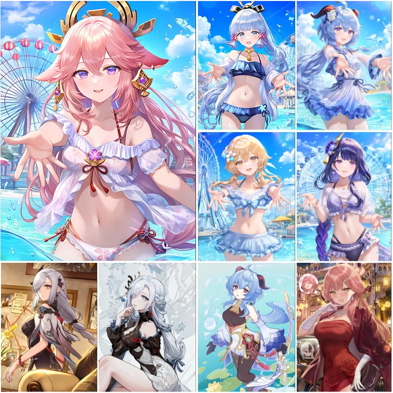 

Genshin Impact алмазная живопись 5D Камисато Аяка Кирара полная алмазная мозаика художественная картина DIY Ганю домашний декор живопись подарок