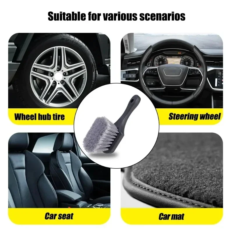 Car Wheel Cleaning Brush Detail Brush Short Handle Tire Rim Washing Brush Vehicles Cleaning Maintain Tools Auto Accessories