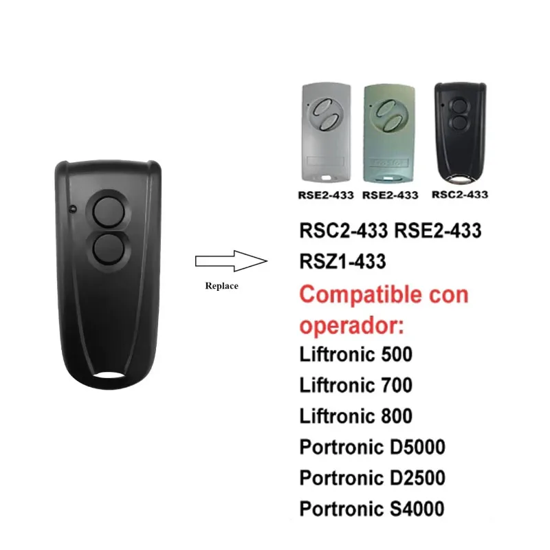 Controle remoto para porta de garagem Ecostar RSC2-433 compatível com Hormann Ecostar RSC2 RSE2 RSZ1 433,92 MHz Transmissor de código rolante