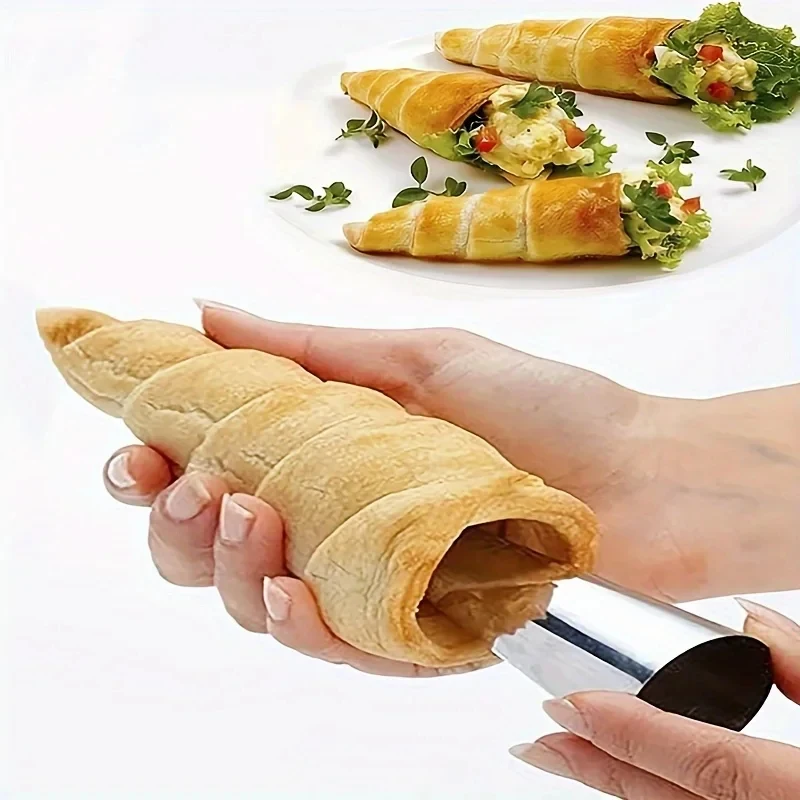 

pcs Kitchen Stainls Steel Baking Con Horn Pastry Roll Cake Baked Croissants Tub Cookie Dsert