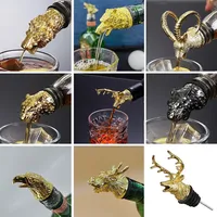 1PC Animal Head Wine Pourer Zinc Alloy Deer Elk Lion Leopard Wolf Eagle Dragon Wine Pour Spout Stopper Club Bar Accessories