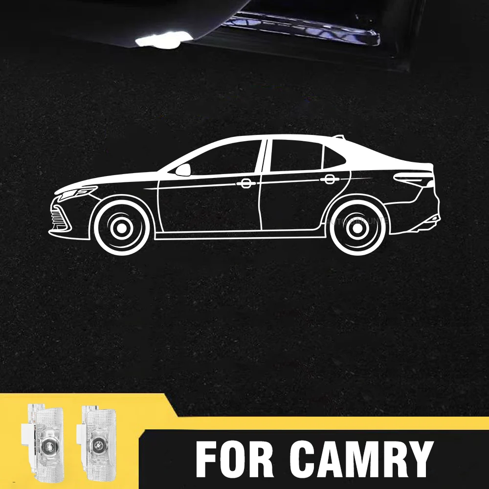 2Pcs Led Car Door Welcome Logo Lights Accessories For Toyota Camry 40 50 55 70 V40 V50 V55 V70 XV40 XV50 XV55 XV70 2007-2021