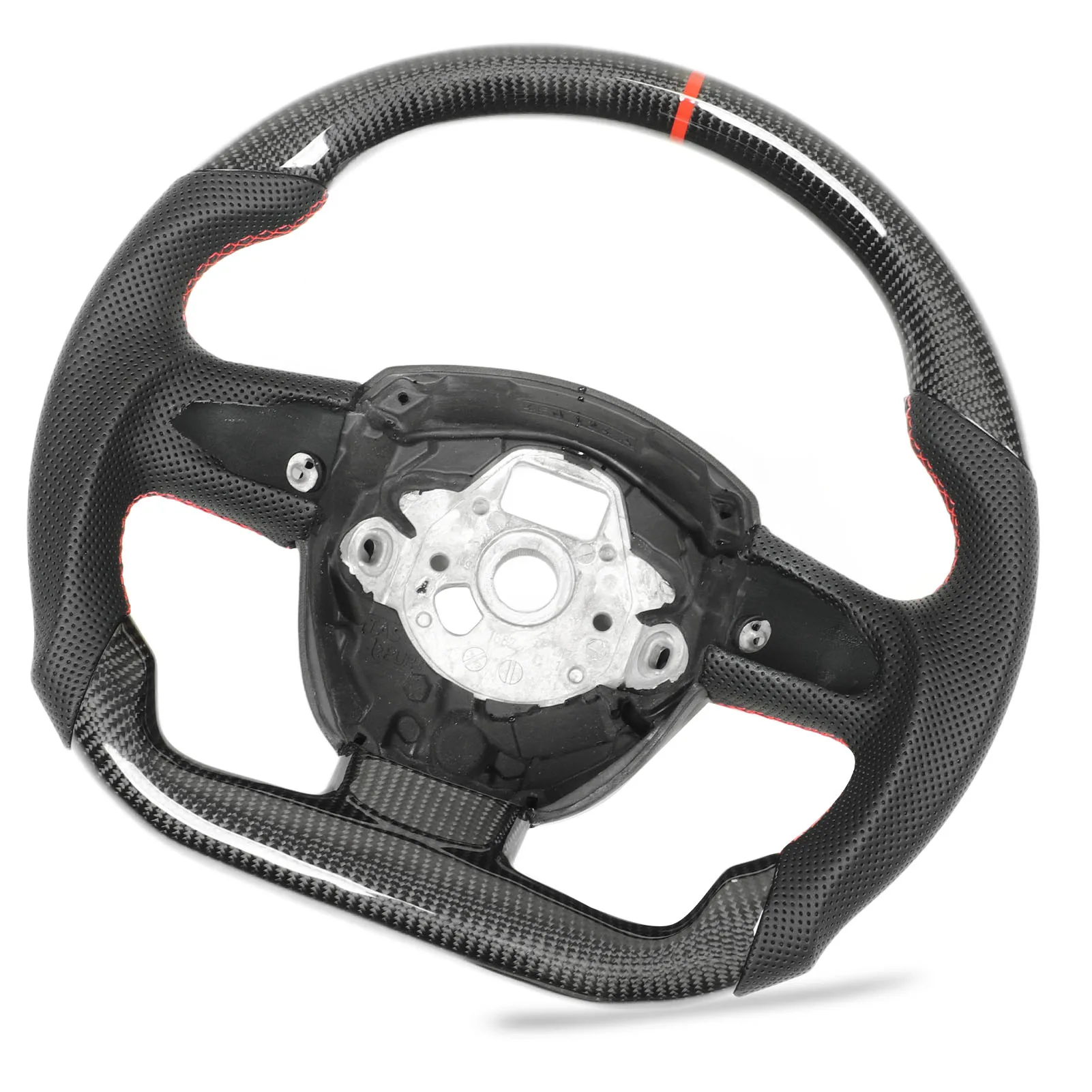 Carbon Fiber Steering Wheel Perforated Leather Red Stitching Fit for A4 S4 A5 S5 RS5 B8 A6 S6 C6 A8 S8 D3