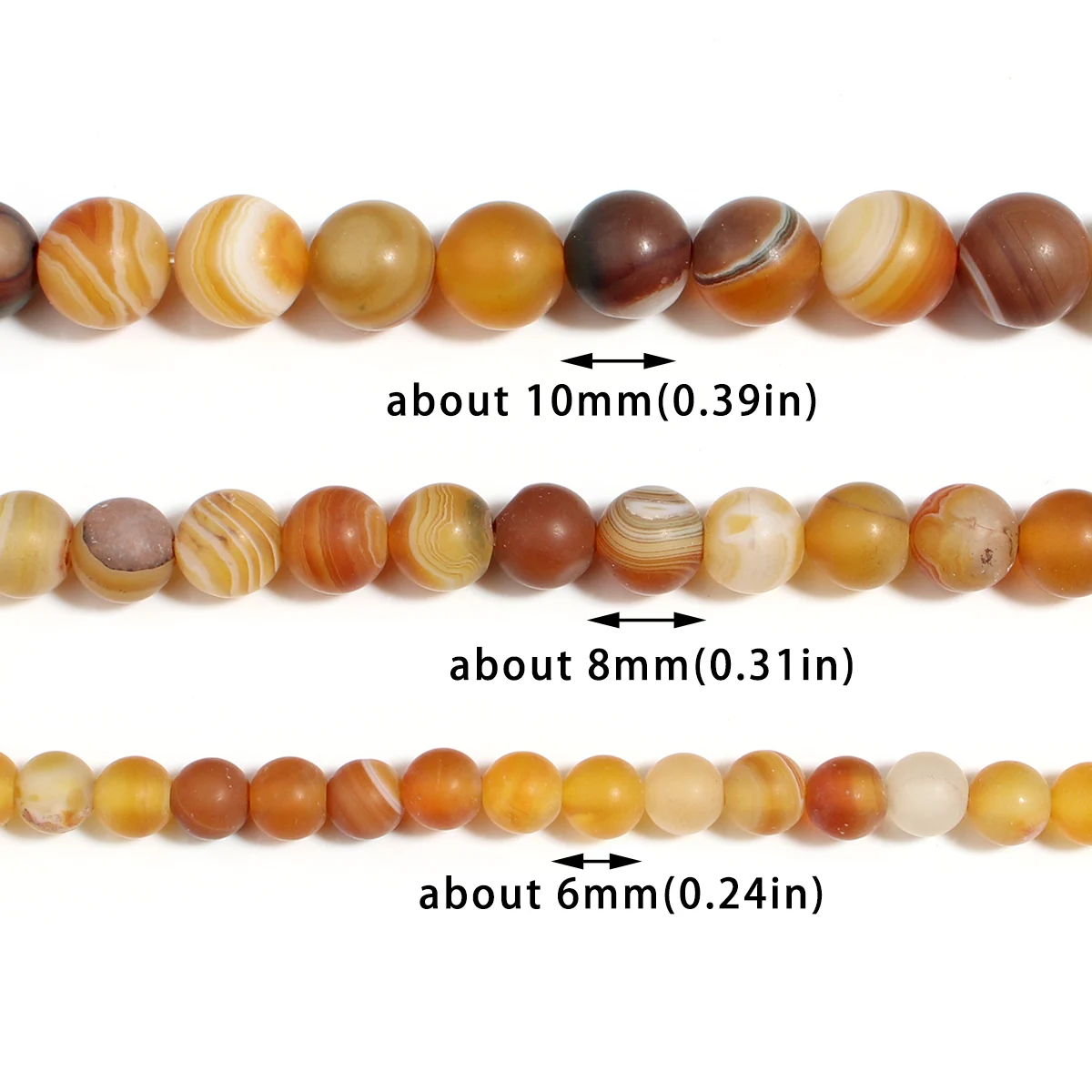 Natural Stone Frosted Amber Agate Beads Round Smooth Gemstone Loose Beads For Jewelry Making Bracelet Accessory 6/8/10mm