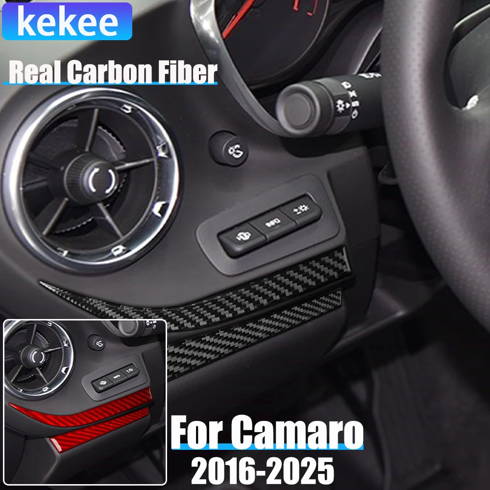 

Real Carbon Fiber Car Accessories Dashboard Strips Decorative Trim Cover Soft Sticker For Chevrolet Camaro 6th Gen 2016-2025