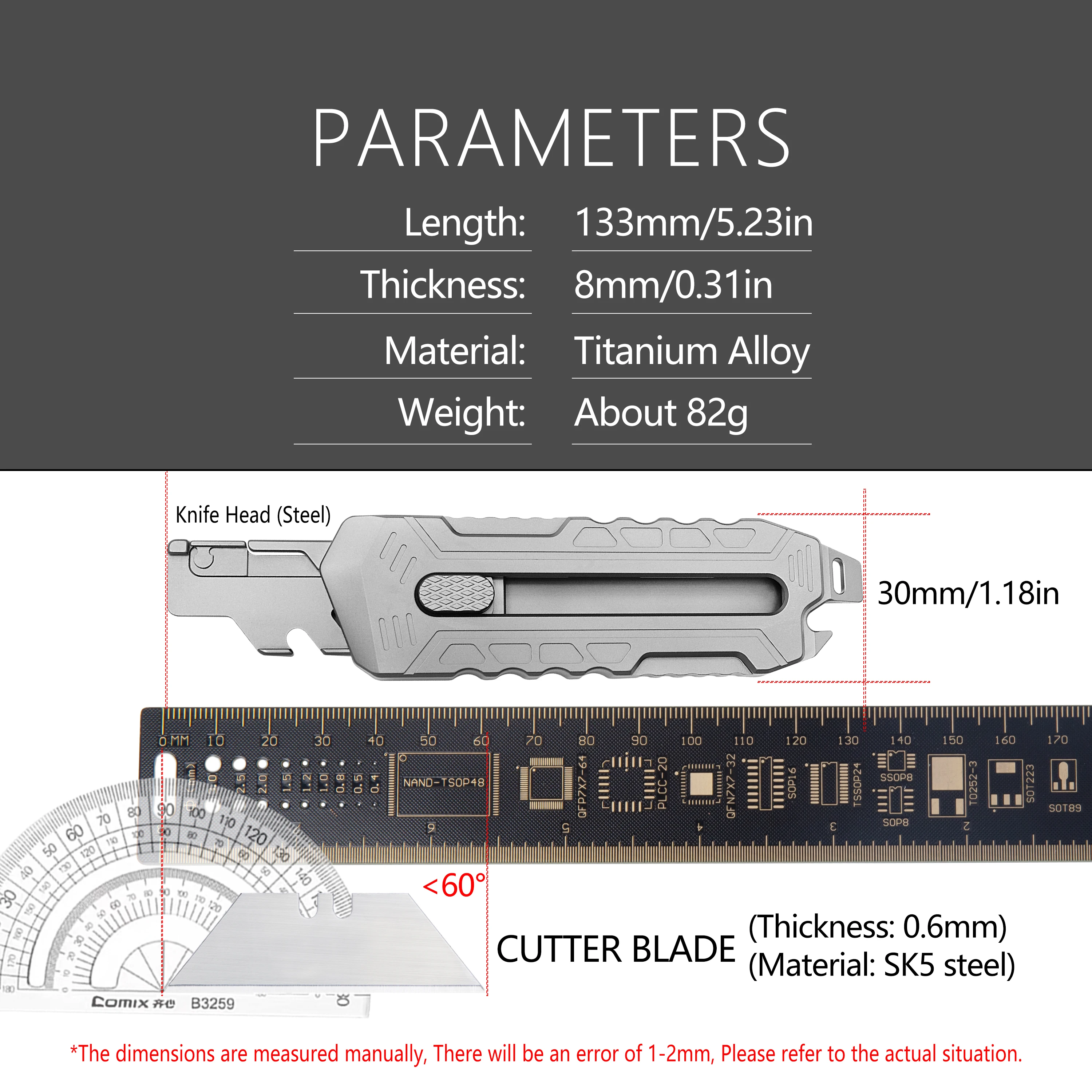 Titanium Alloy Cutter knife Second Gear Push pull Utility Knife Box Cutter EDC Pocket Cutting Tools Outdoor Portable