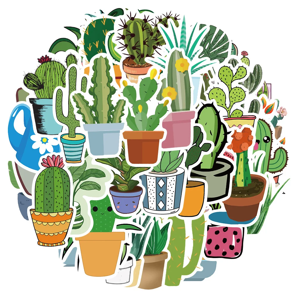 

10/50Pcs Cactus plant Graffiti Sticker Aesthetic Decorative Scrapbook Luggage Cup Guitar Laptop Phone Notebook Toys Stickers