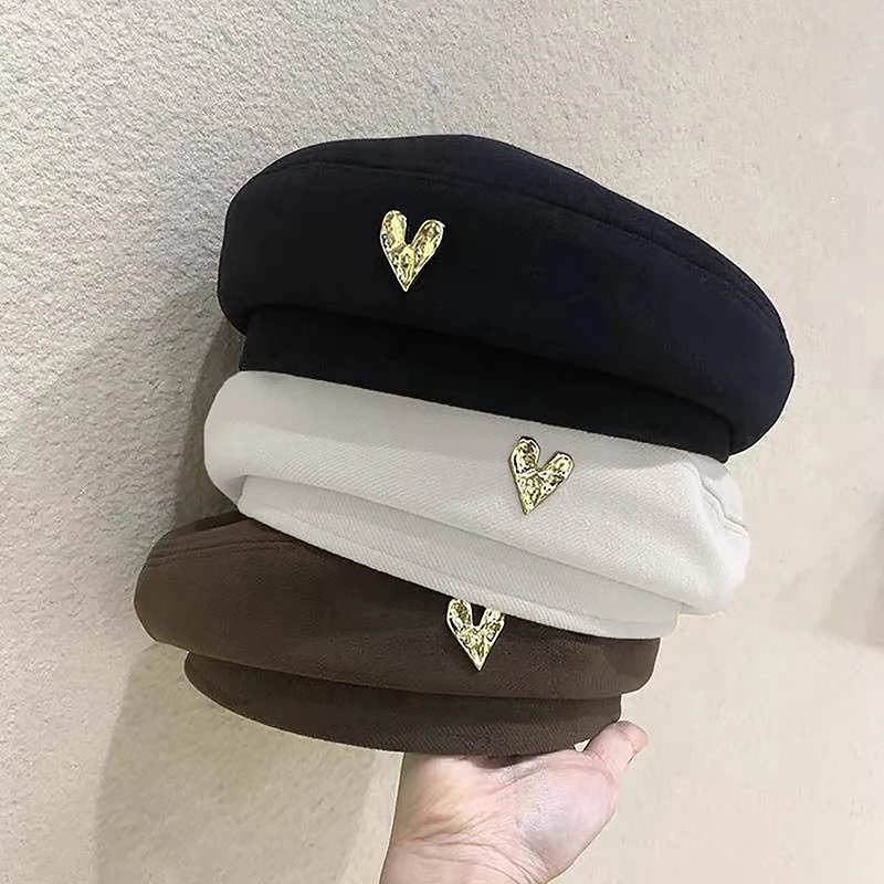 Boinas de algodón para mujer, sombreros de invierno, gorra superior a cuadros francesa Vintage, sombrero de pintor, boina octogonal de calle para Otoño e Invierno