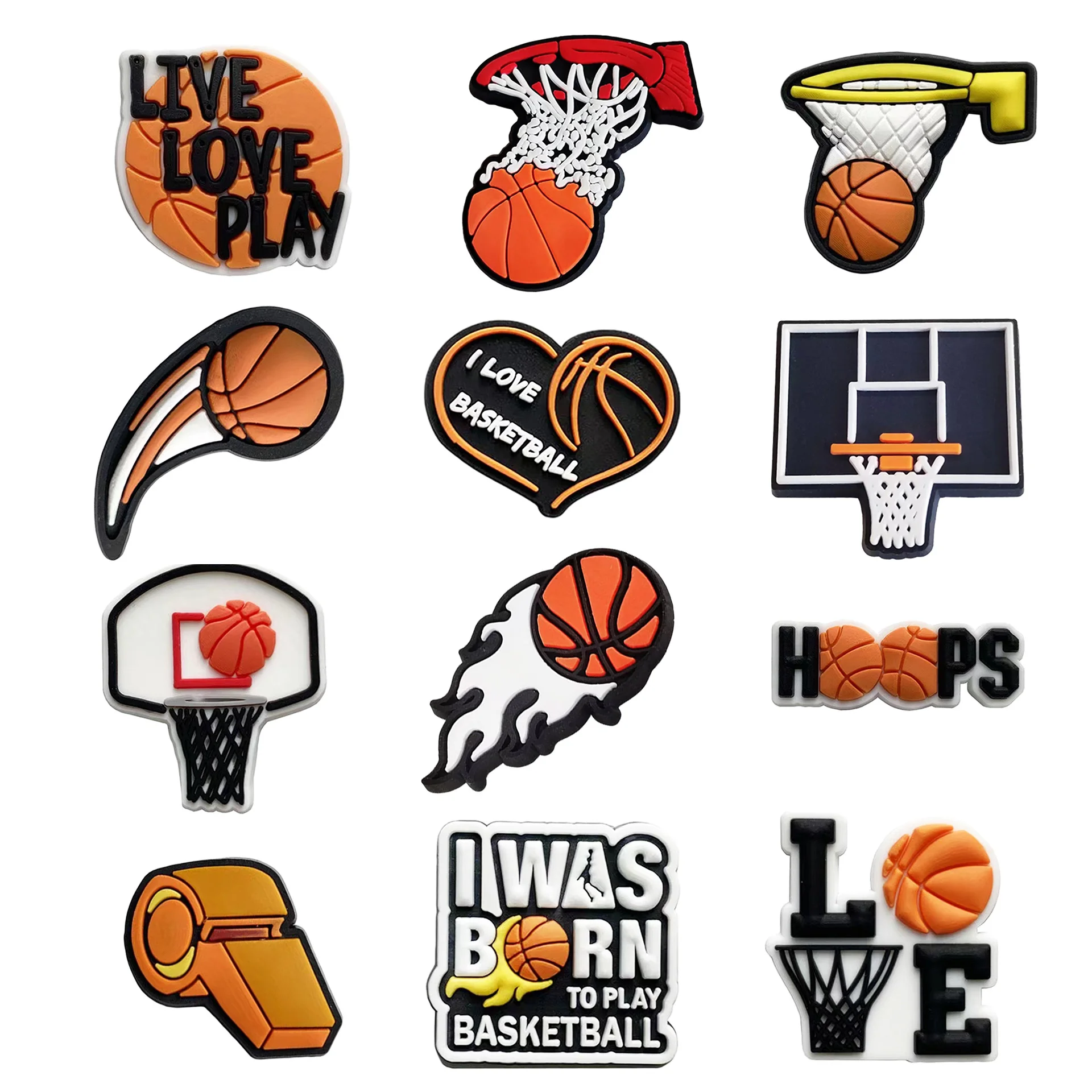 Basketball PVC Shoe Buckle Heart Crown Designer Shoes Charms Accessory Clogs Decorations Clips Unisex Gift Favor